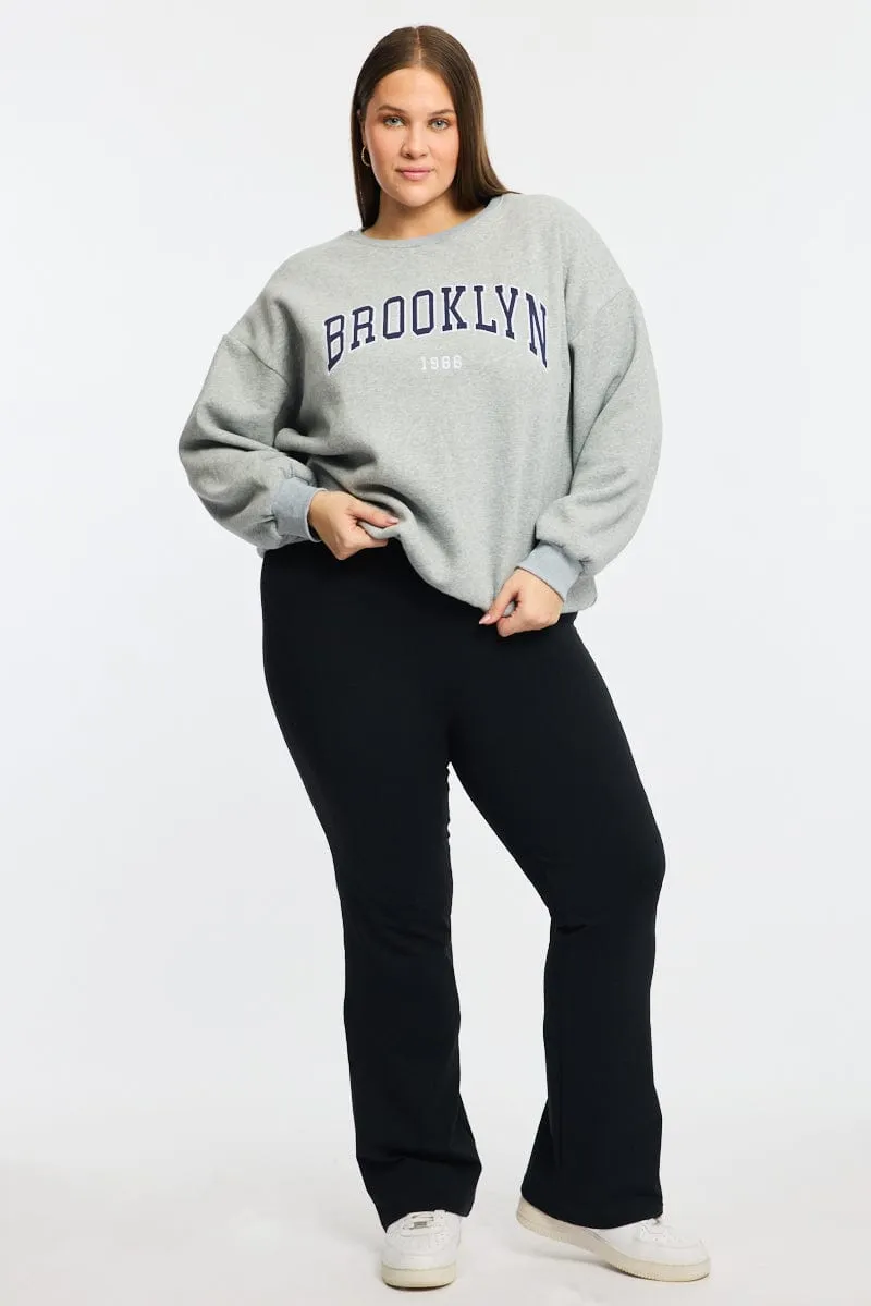 Grey Sweater Long Sleeve Crew Neck Streetwear vibe