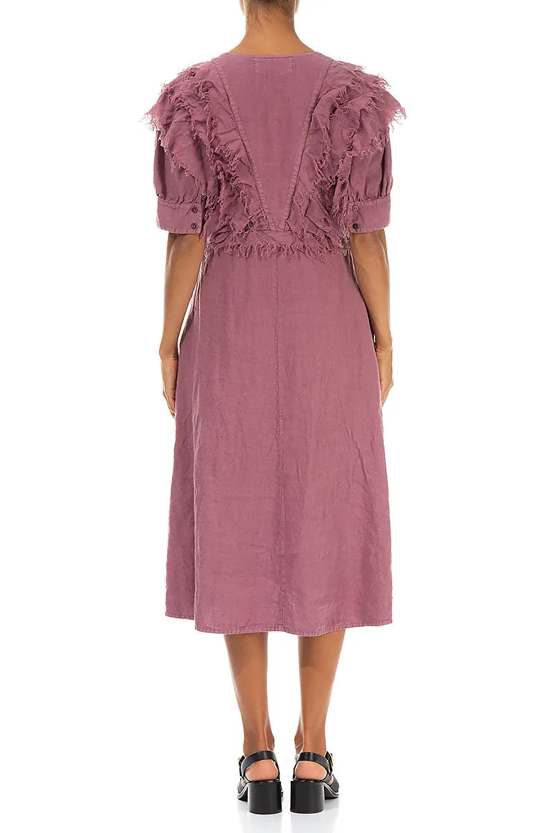 SeamFreeEngineering Nature Base Ruffle Mauve Taupe Linen Dress