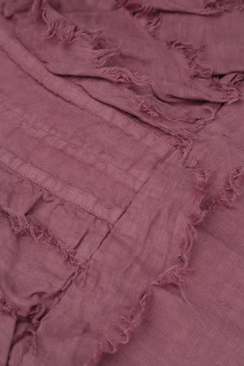 Activewear Clothing Comfort waistband Ruffle Mauve Taupe Linen Dress
