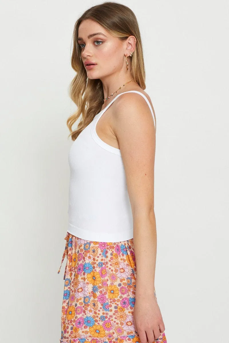 White Singlet Top Sleeveless Seamless Thick Fiber Global Edge