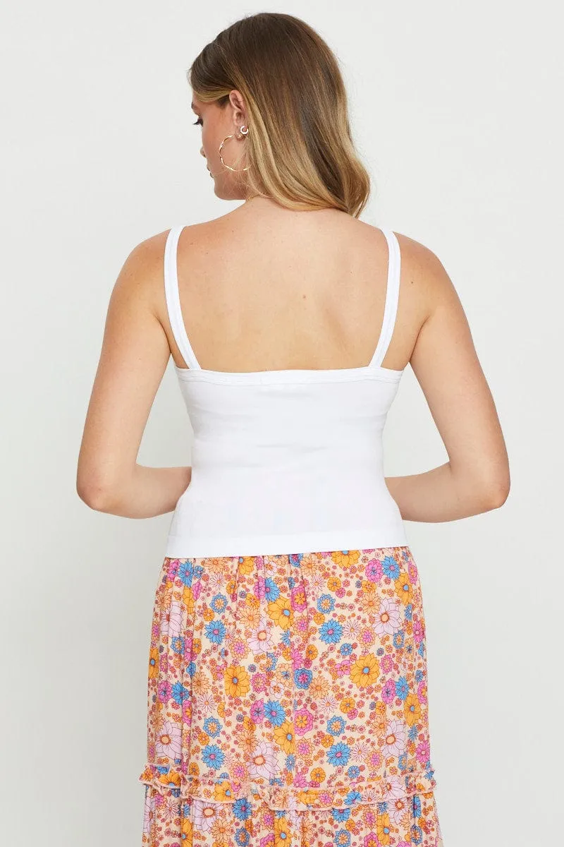 Everyday Comfort White Singlet Top Sleeveless Seamless