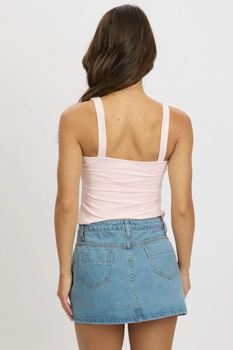 Pink Tank Top V Neck Supersoft WaterRepellentSurface