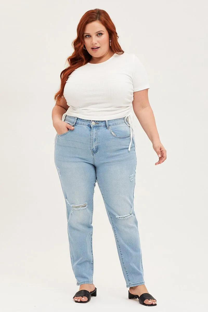 Blue Denim Mom Jean High Rise Earthy Music Event All Fit Use