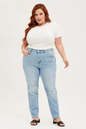Blue Denim Mom Jean High Rise Earthy Music Event All Fit Use