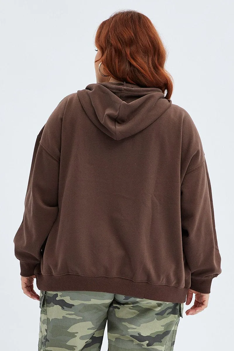Brown Zip Hoodie Jacket New York Embroidery product mesh lining breathability product beach relaxation vibe