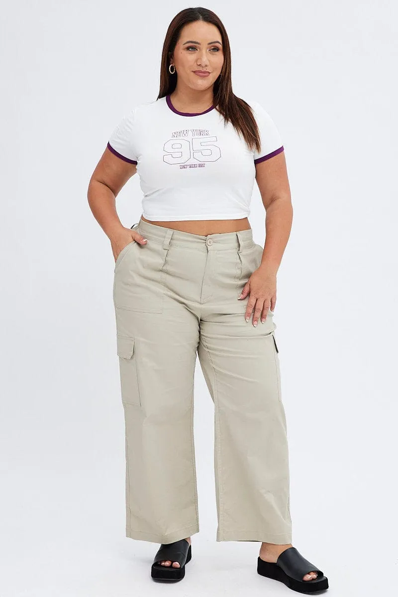 Sleek Style regular but not boring White Graphic T-shirt Contrast Trim New York Print