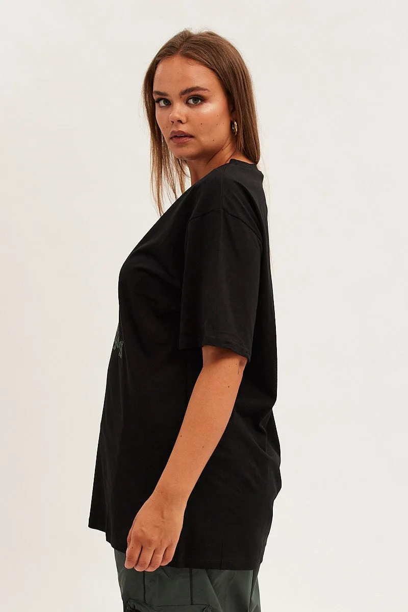 back to school Fuzz Free Surface Black Graphic T-shirt Eagle Print Oversized Cotton