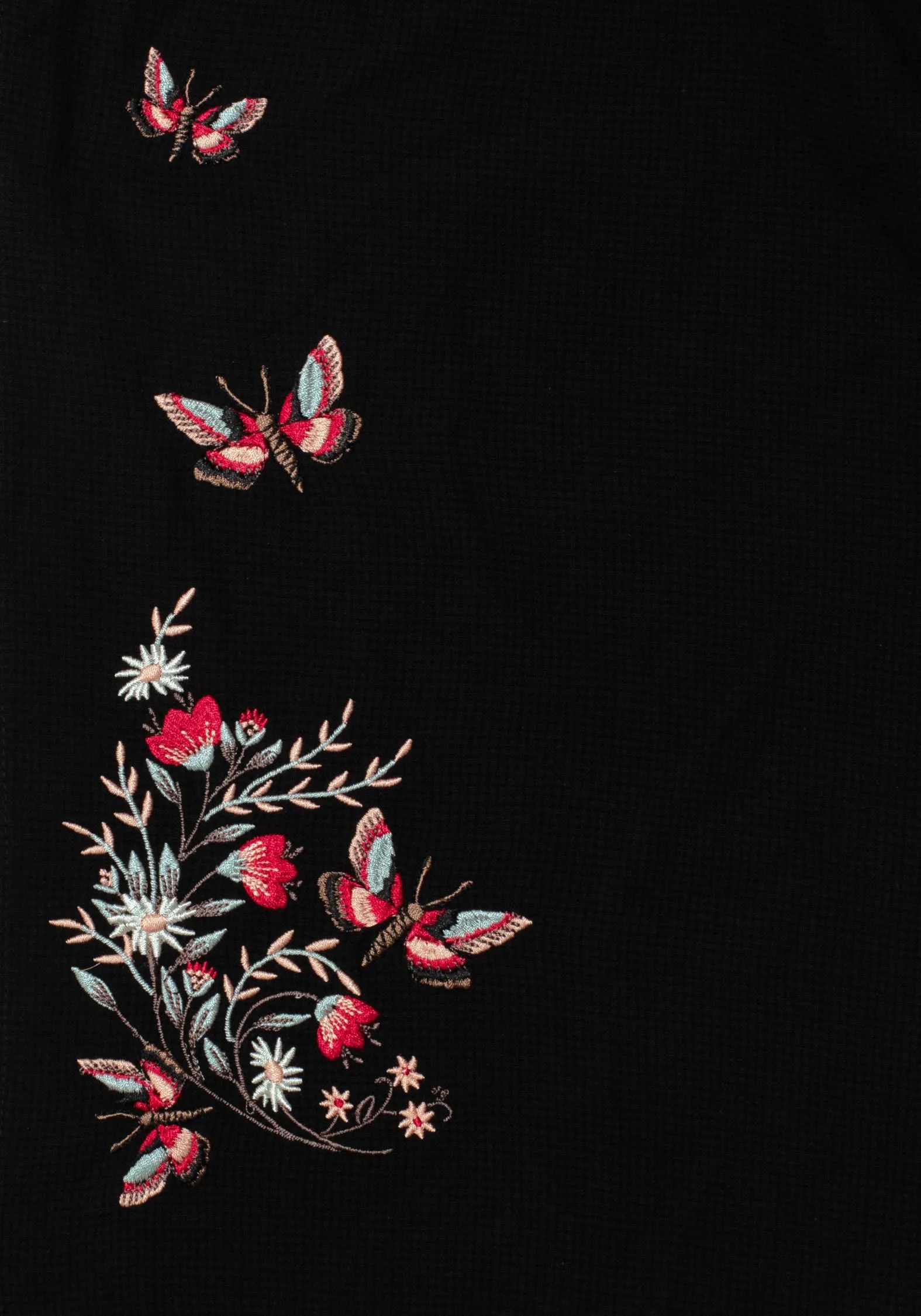 Toast Time Copia Moth Embroidered Cotton Puff Sleeve Split Skirt Midi Dress