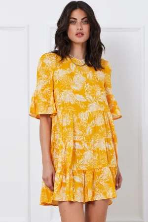 Trop Print Mini Dress Short Sleeve Head Turn