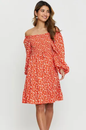 Flash Vibe Print Mini Dress Off Shoulder