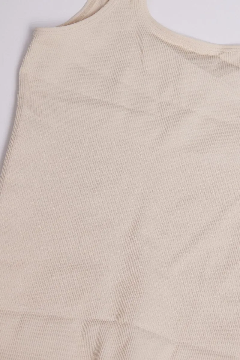 Beige Seamless Sculpting Bodysuit QuickAccess Pockets
