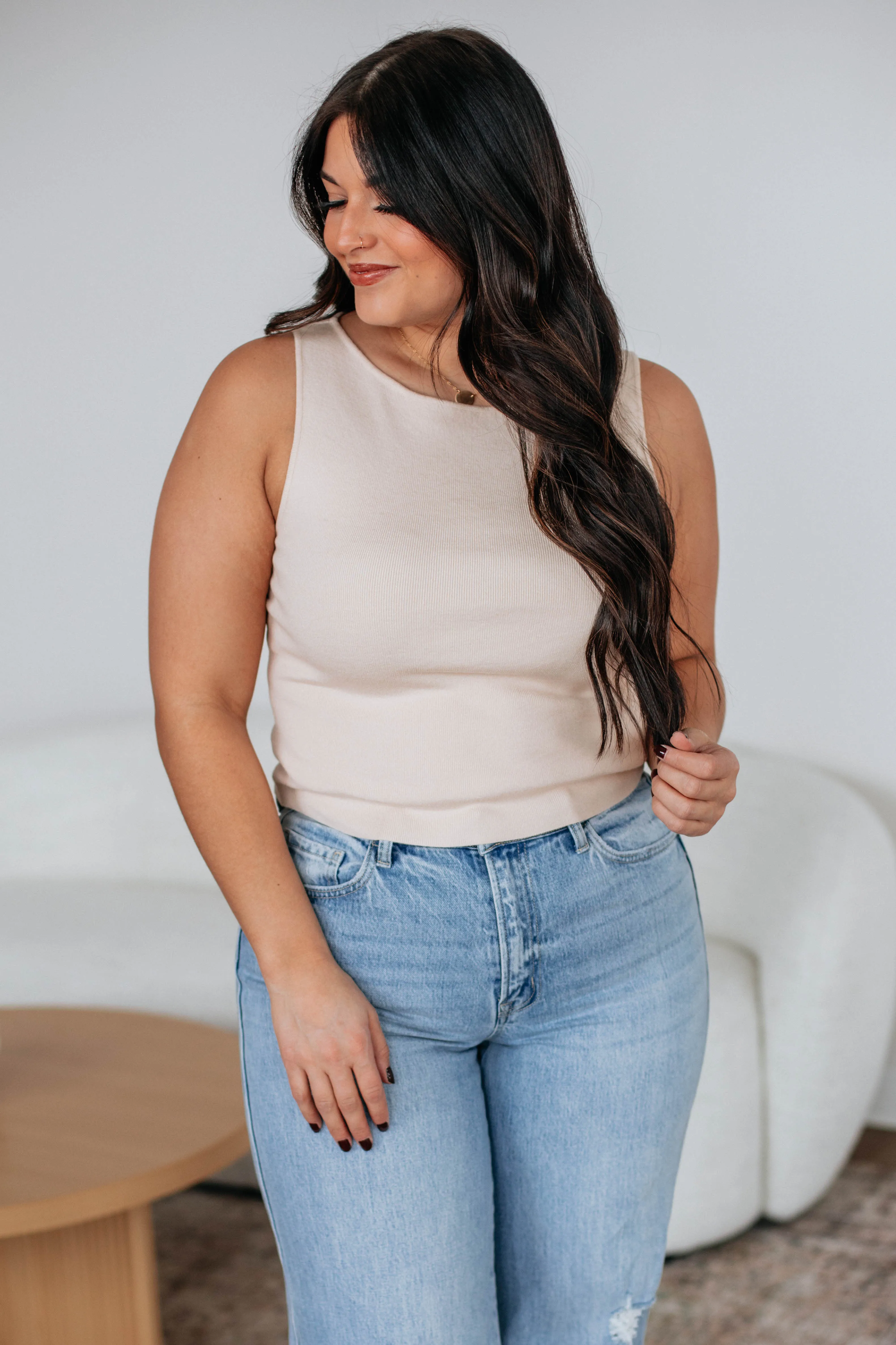 Zari Sweater Tank - Cream Chilly Knitwear Quick Dry Weave