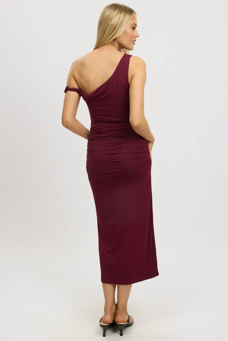 Evening Chic SlipResistantWaistband Red Bodycon Dress Twist Off Shoulder