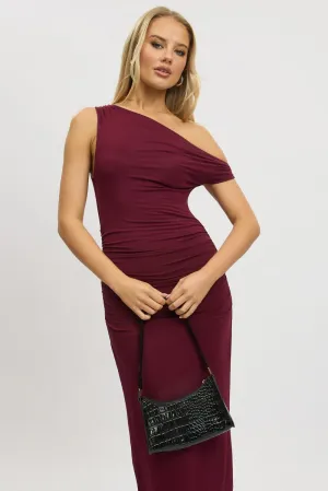 Sun Beam Red Bodycon Dress Twist Off Shoulder