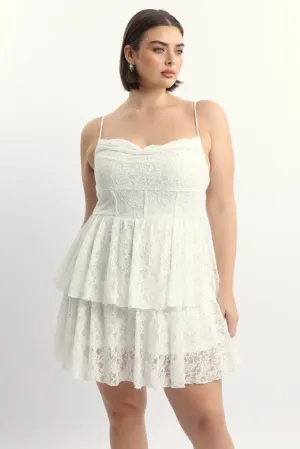 Trendy Fashion White Lace Corset Mini Dress
