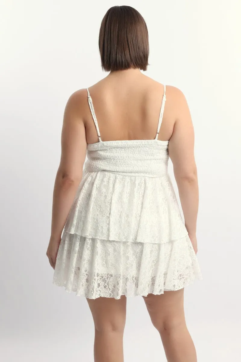 White Lace Corset Mini Dress Star Edge