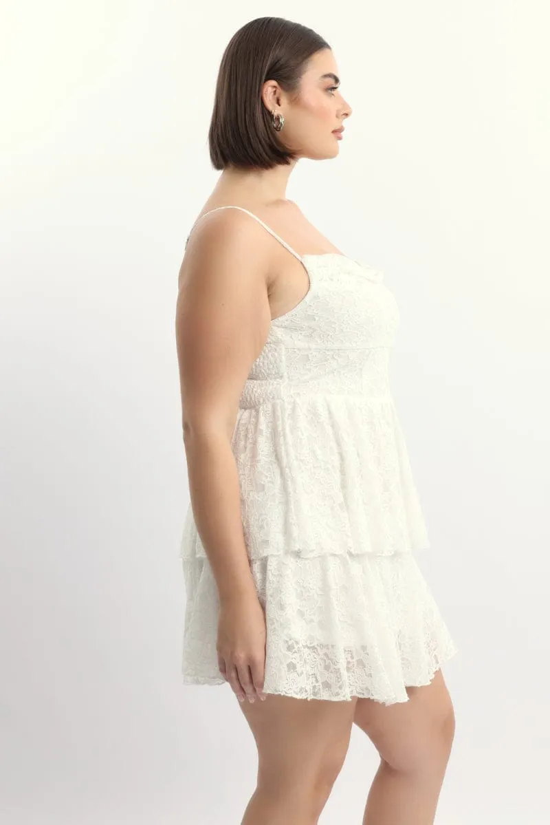 White Lace Corset Mini Dress Glow Fresh