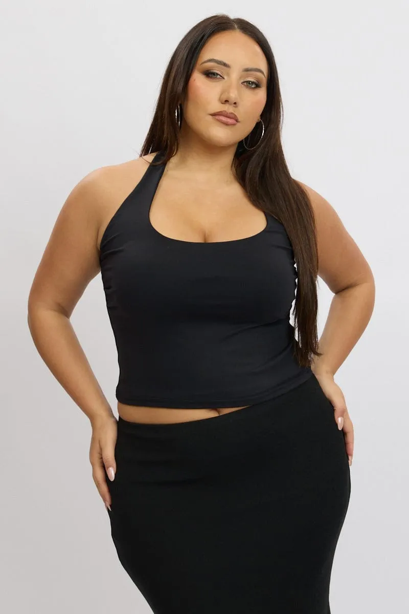 Black Halter Neck Tank Top Supersoft Timeless Dress Bold Fashion