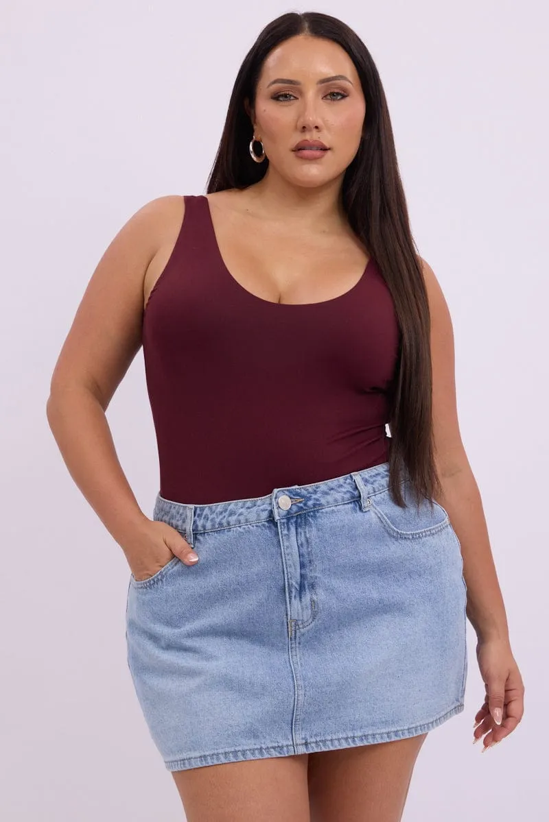 Red Bodysuit Sleeveless Supersoft Thermal regulation Elegant Coat