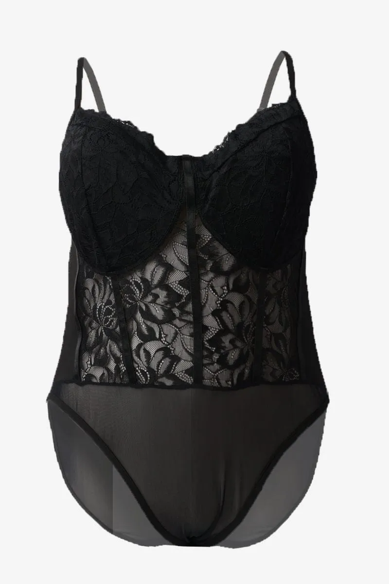 EcoFriendly Textiles Black Lace Bodysuit Lingerie