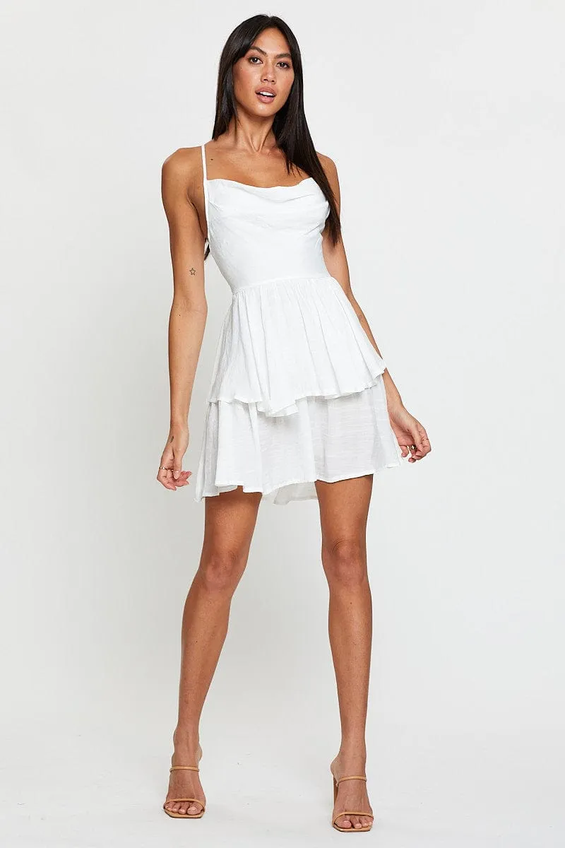 White Playsuit Cowl Neck Dance Flow