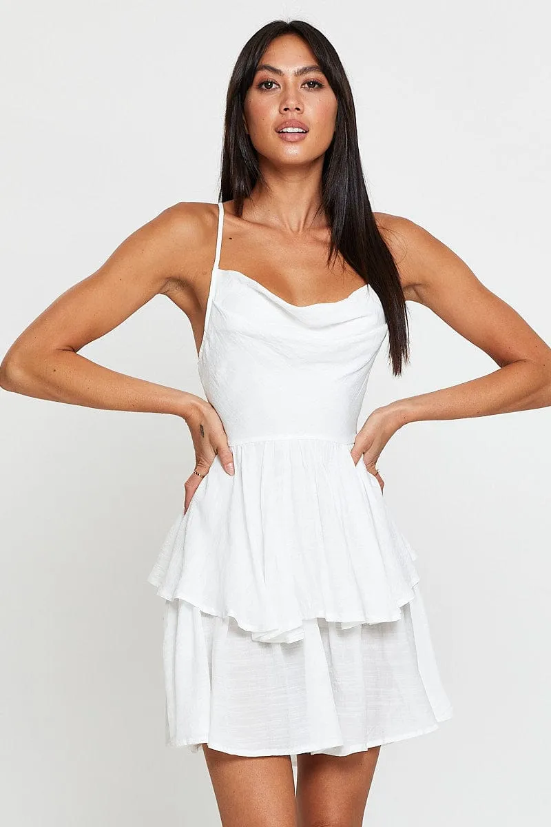 HypoallergenicTextile White Playsuit Cowl Neck