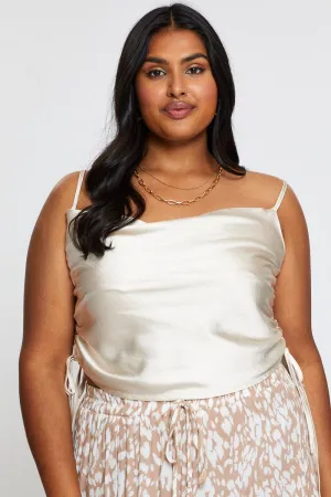 Urban Wear White Singlet Top Satin Ed Side