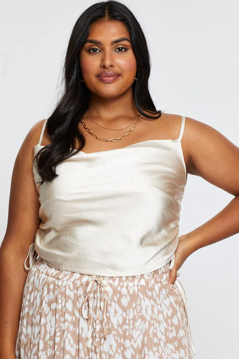Cyber Glow White Singlet Top Satin Ed Side