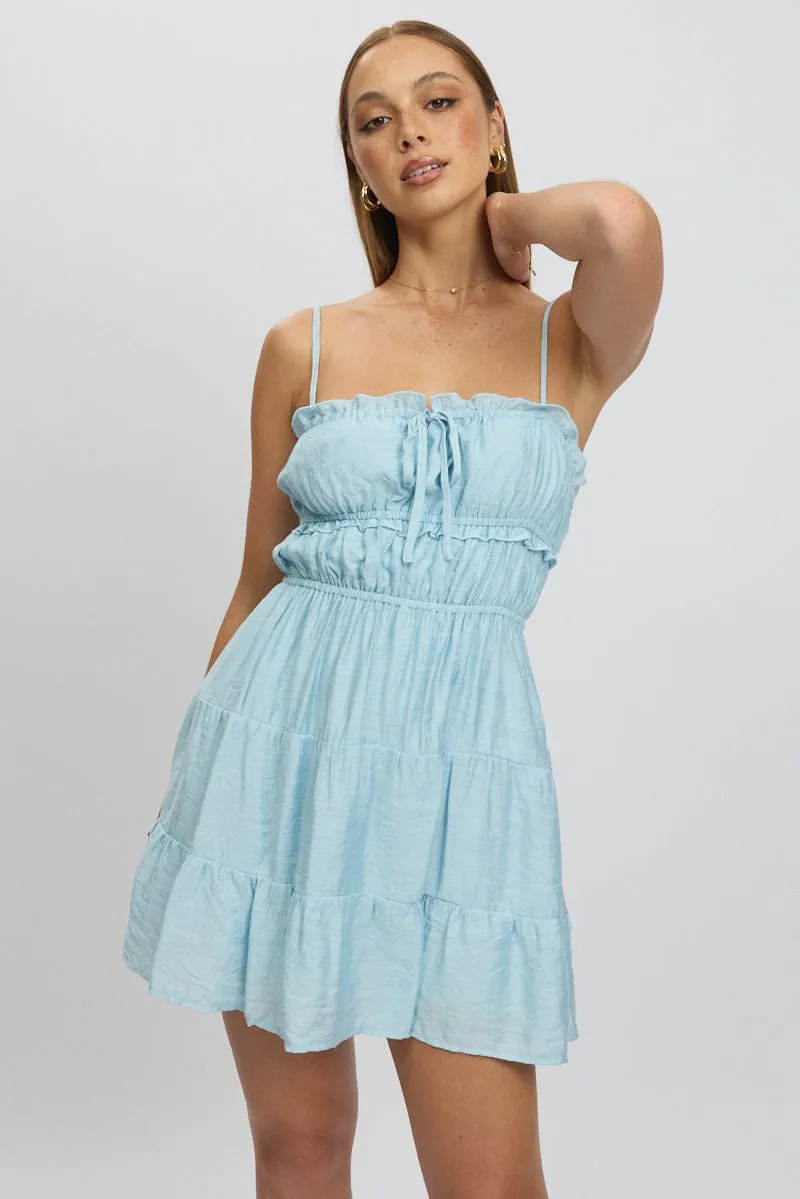 Blue Fit And Flare Dress Cut Out Lake Mood