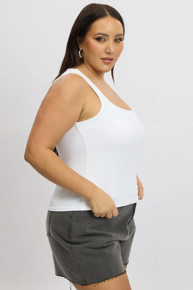 White Tank Top Sleeveless Supersoft Cozy Sweater Wind Ease