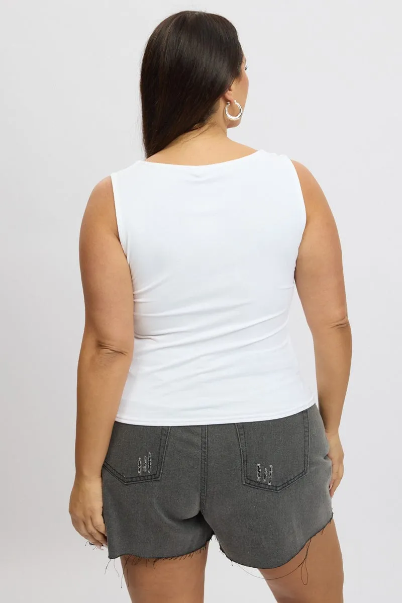 White Tank Top Sleeveless Supersoft LowMaintenanceMaterial Metro Edge