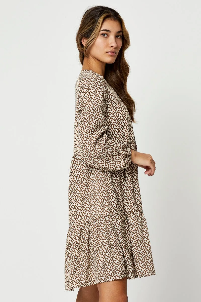 Comfortable Outerwear Print Skater Dress