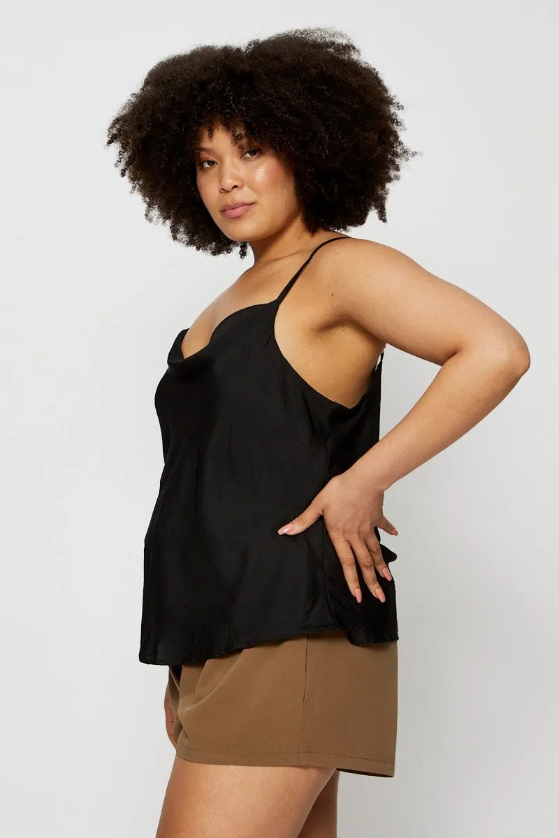 Black Satin Bodysuit Cowl Neck Dad Core