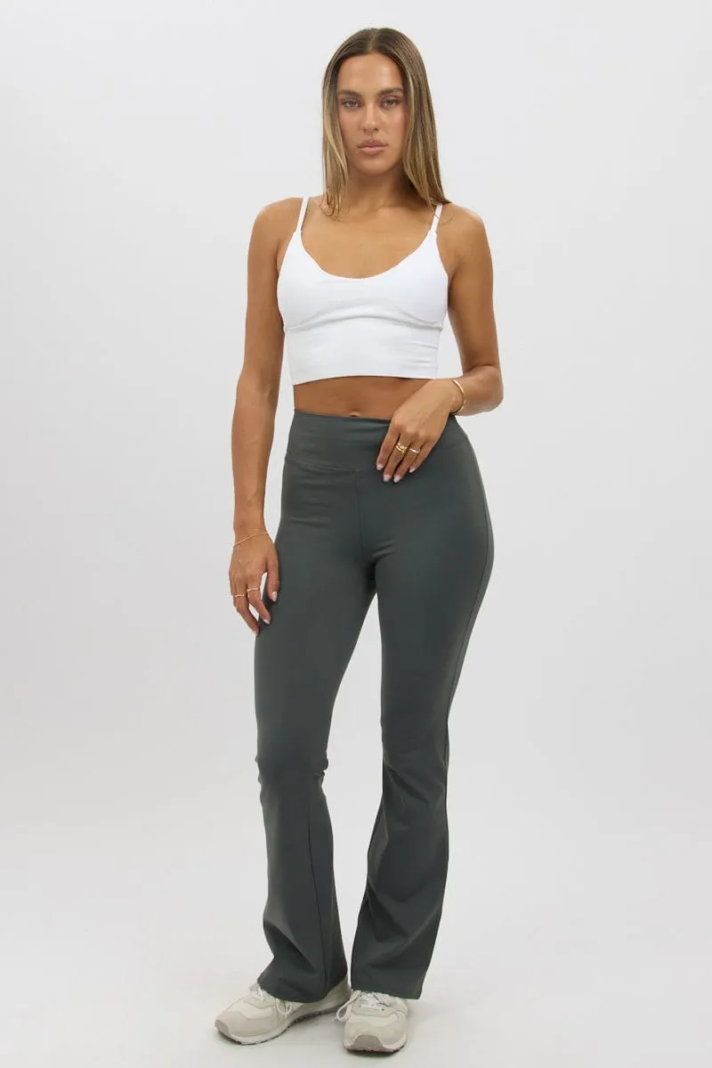 White V Neck Cami Crop Top Seamless High End Dynamic Glow