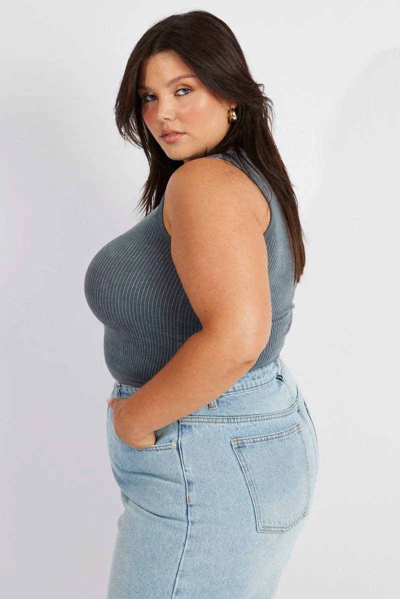 Black Tank Top Sleeveless Crew Neck Seamless Myth Soul