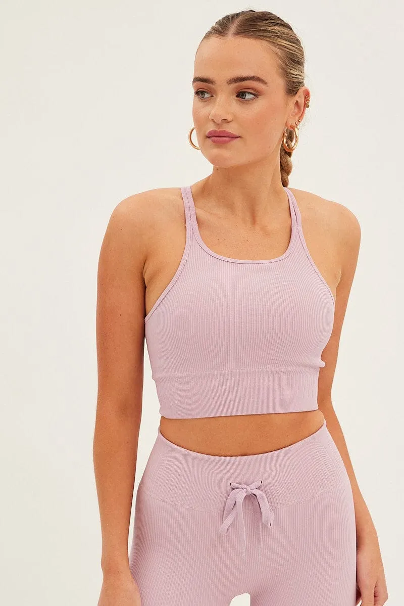 MoistureControl Fabric Purple Seamless Activewear Singlet Basic Top