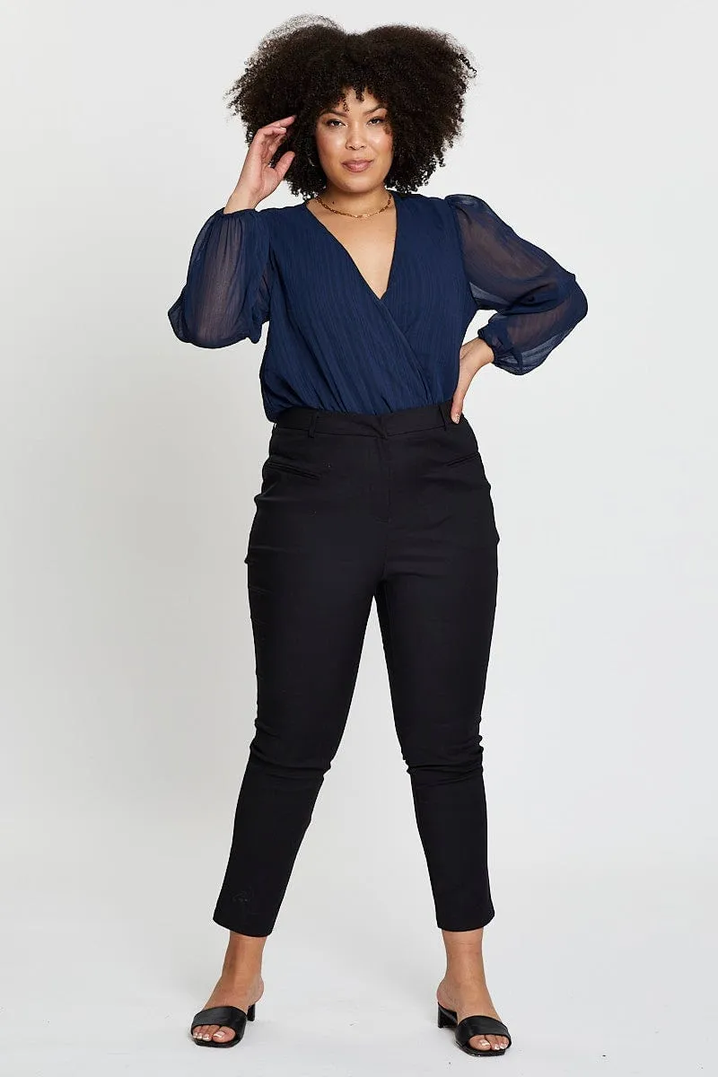 EcoFriendly Material Blue Marl Long Sleeve V-neck Bodysuit