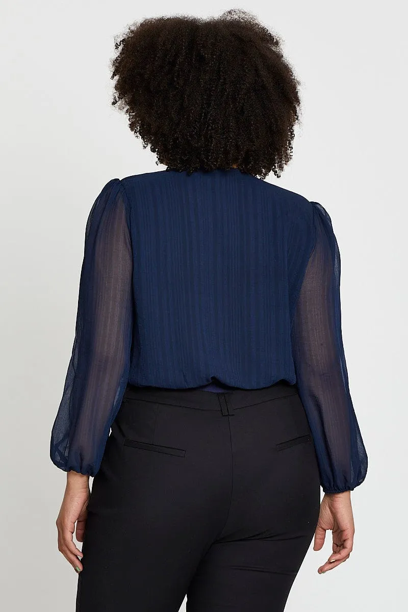 Blue Marl Long Sleeve V-neck Bodysuit Slim Fit Jeans
