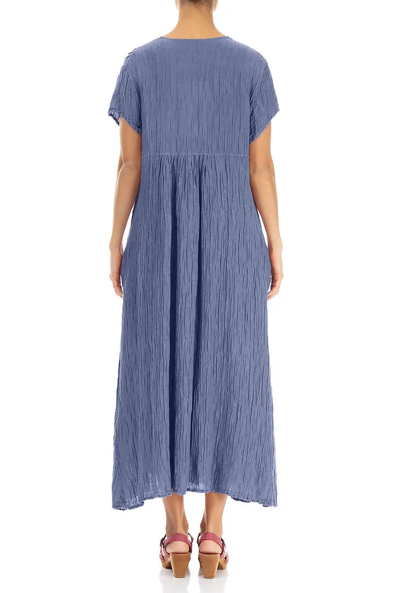 Suede Mood Quiet Charm Romantic Crinkled Blue Nova Silk Dress