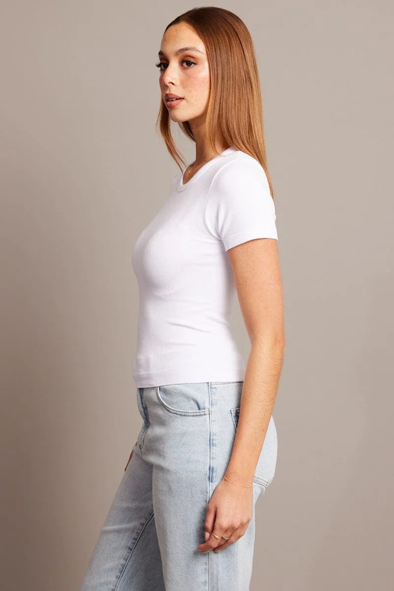 EcoFriendlyTextile Thick Glow White T Shirt Short Sleeve Crew Neck Seamless