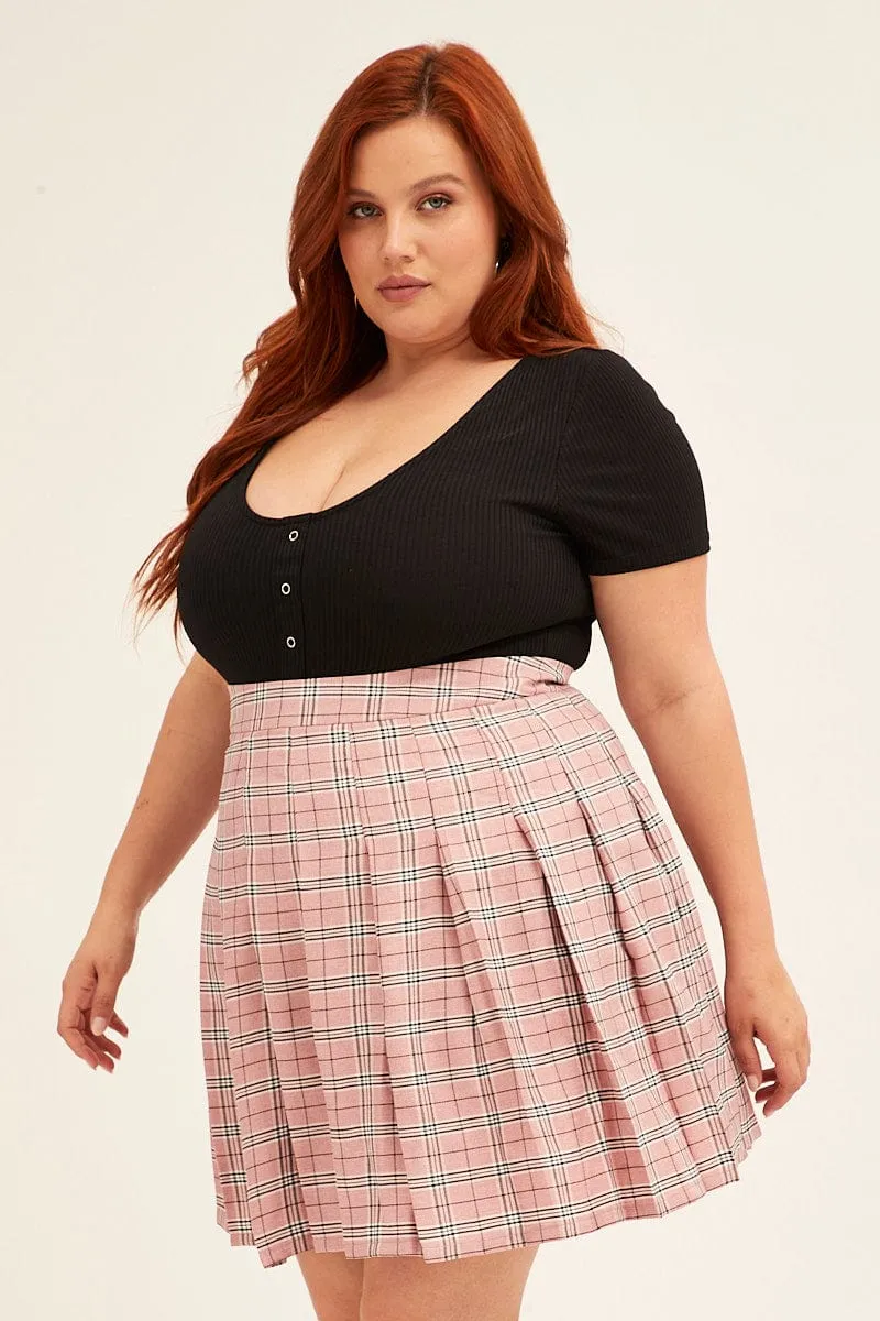 Check Pleated Skirt Mini Relaxed Vibes
