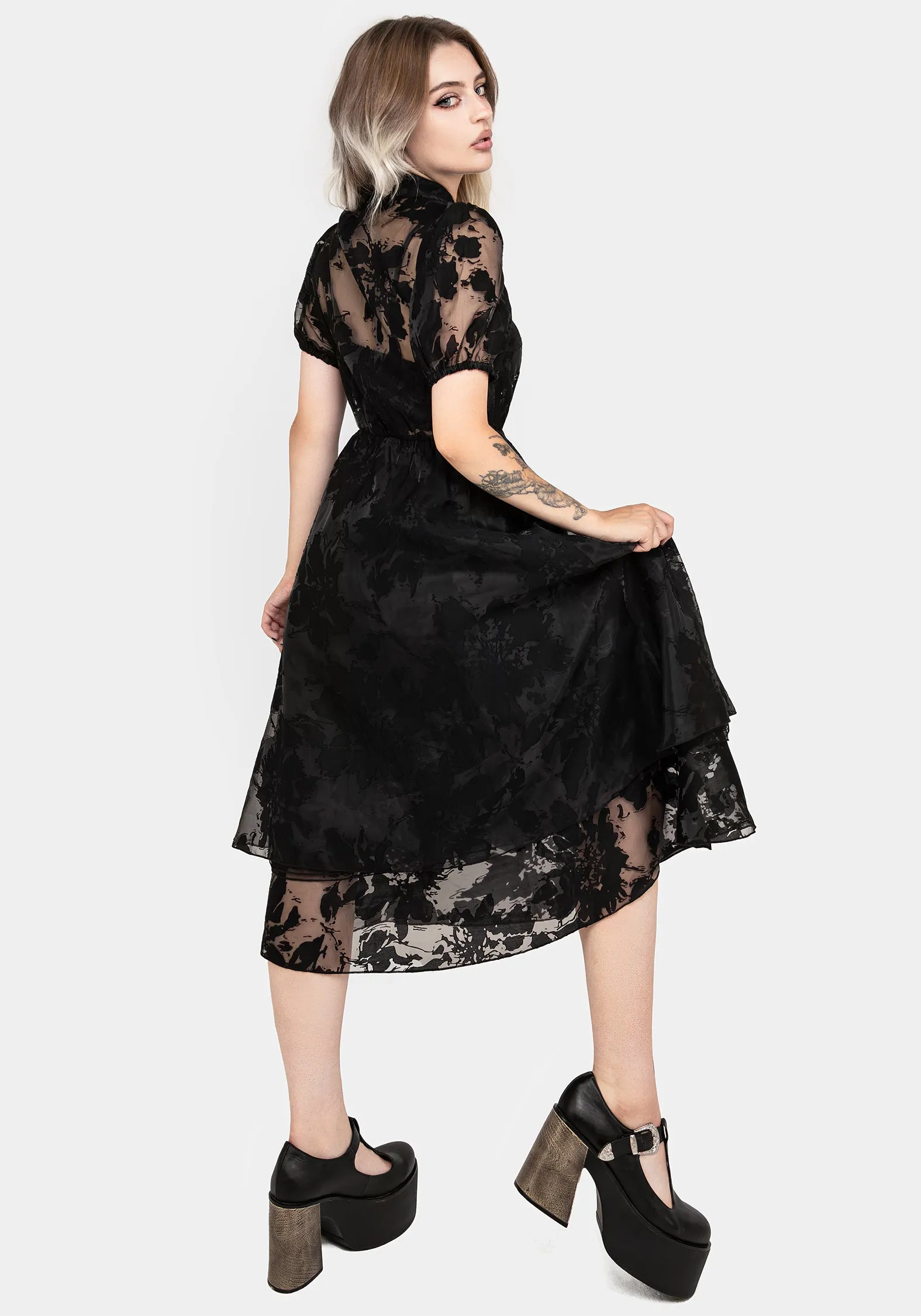 Rain Safe Contemporary Fashion Spectre Layered Midi Shirt Dress