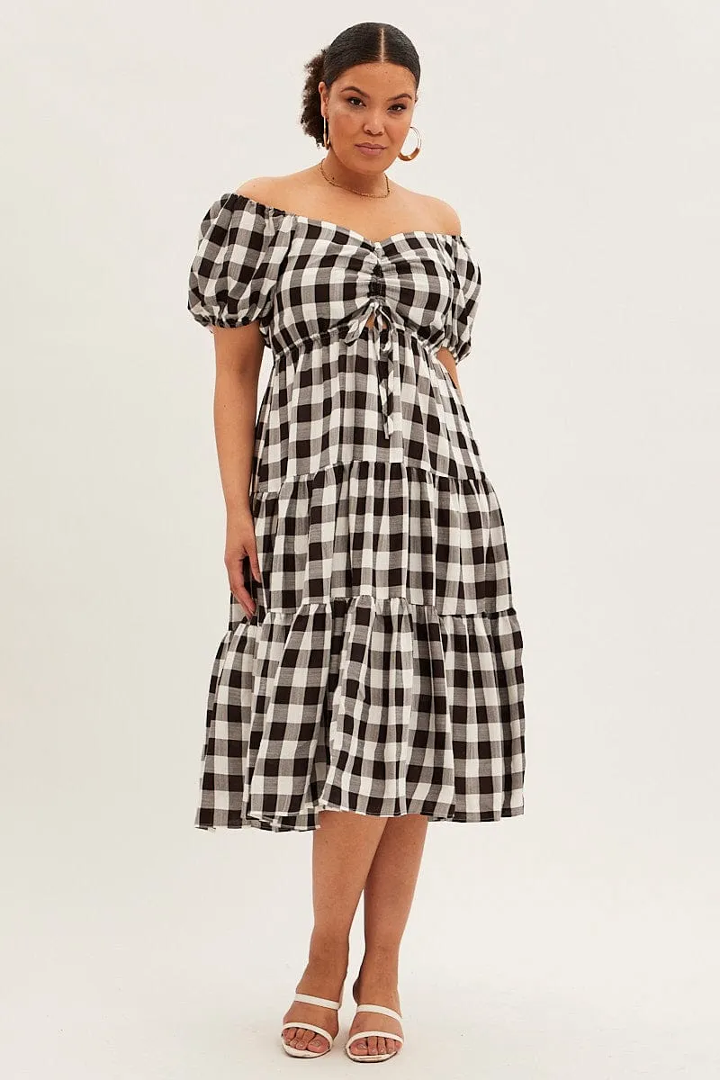 Relaxed Look Stripe Midi Dress Short Sleeve Sweetheart Neck Cut Out