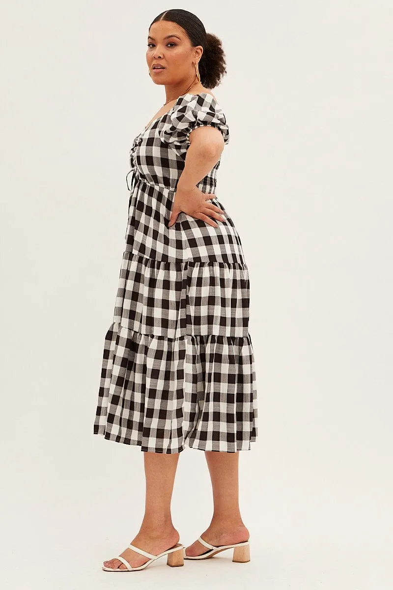 Tram Ride Art Gallery Stripe Midi Dress Short Sleeve Sweetheart Neck Cut Out