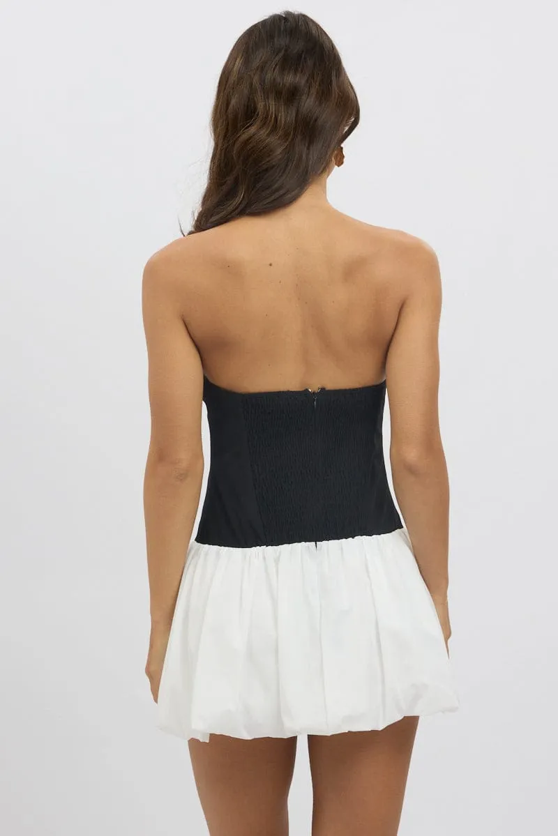 Cool Nylon Mind Glow Black Bubble Dress Strapless Mini