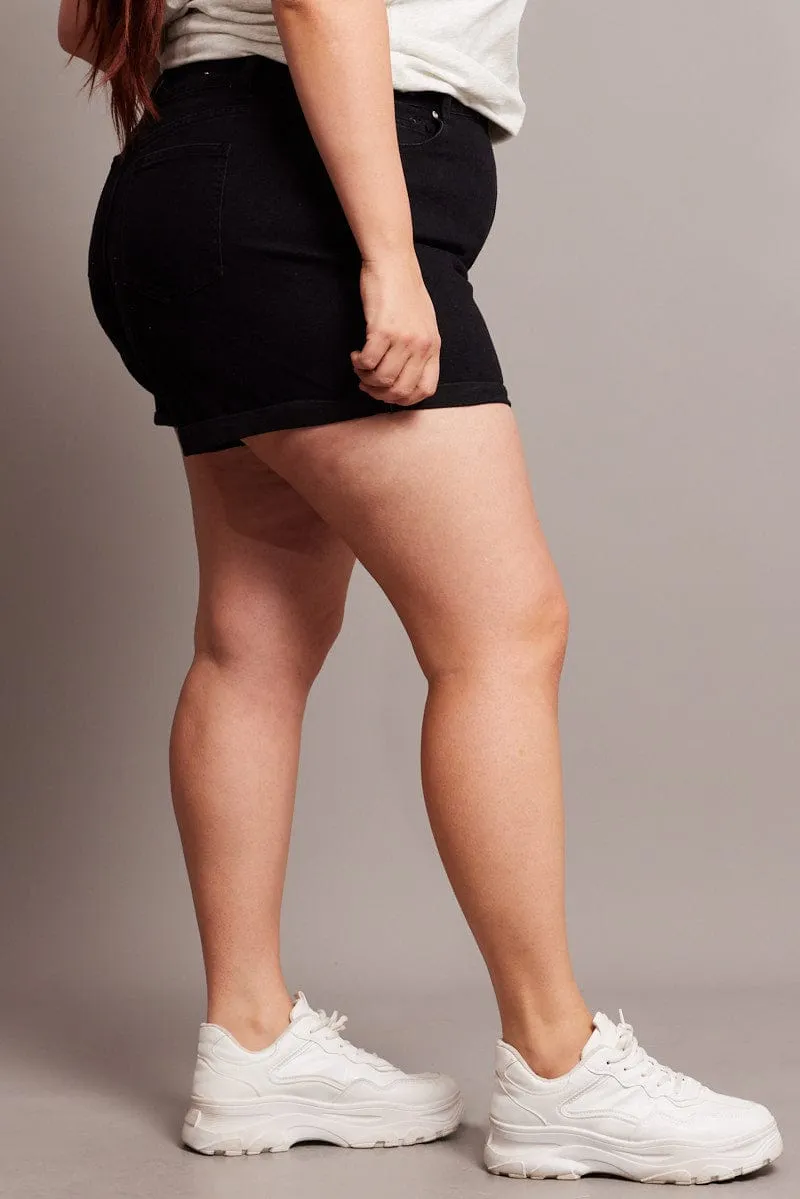 Baby Soft Black Skinny Shorts High Rise