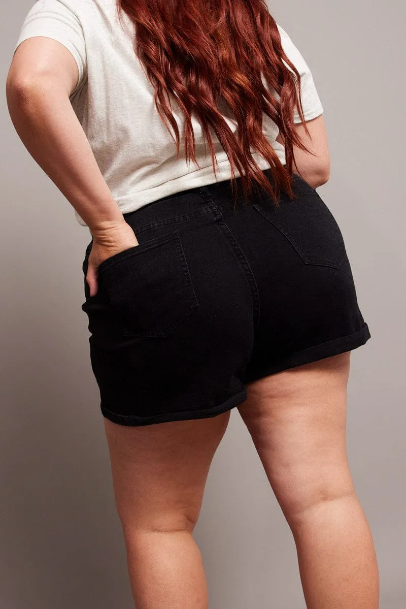 HeatReflective Lining Everyday Comfort Black Skinny Shorts High Rise