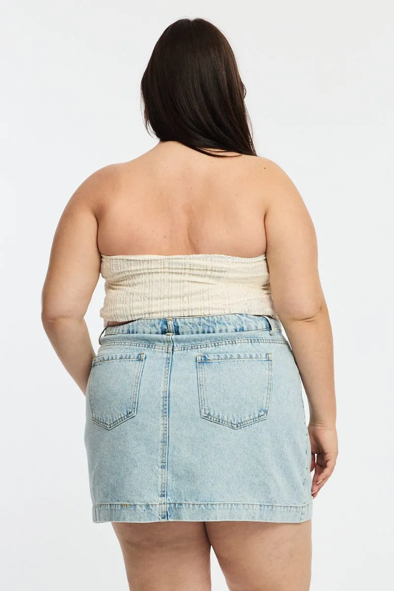 Denim Mini Skirt A-line slim fit