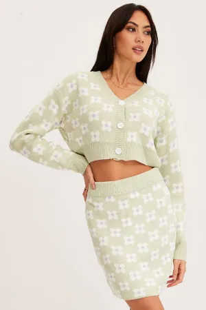 Print Knit Skirt Mini High Rise Relaxed Feel Street Vibe