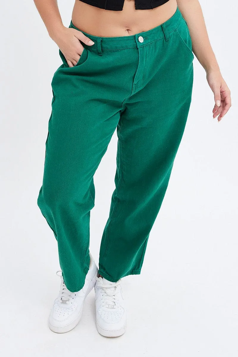 Green Carpenter Denim Jeans High Rise Smooth Feel Date Night Loose Vintage Lover